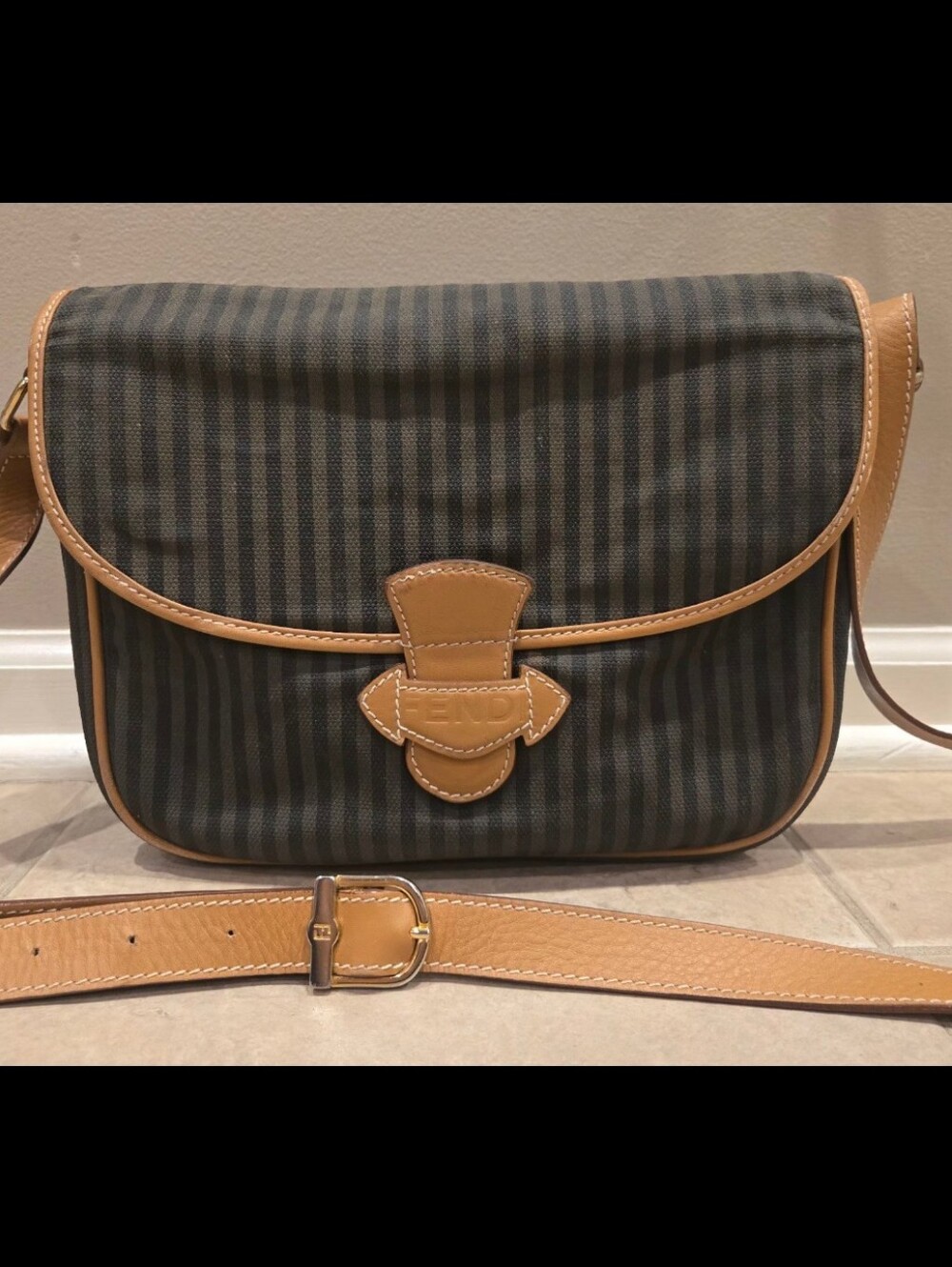 Vintage Fendi Striped Crossbody W/COA